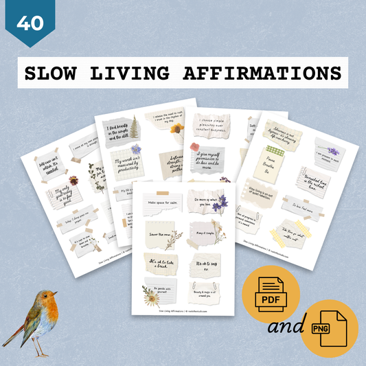Slow Living Affirmations Printable – Cottagecore Aesthetic - Vintage Paper Ephemera